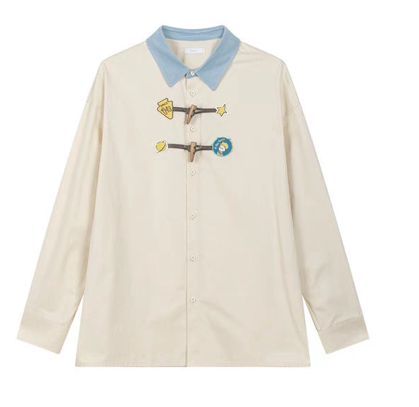 [Same Style in Shopping Malls] [Little Prince] 2024 Autumn New Horn Button Shirt Couple Men's Trendy