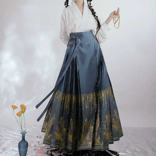 Qing ru, оригинальная капуста Ханфу, кусок плетения синей птицы, темный рисунок, марля, новый стиль лета