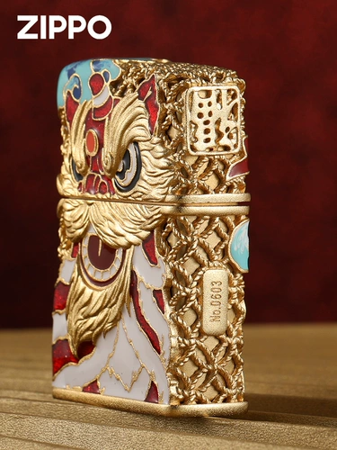 Подлинное Zippo Coal Coal Oil, защищенная от ветра, более легкая золотая эмалевая эмаль-фуртун.