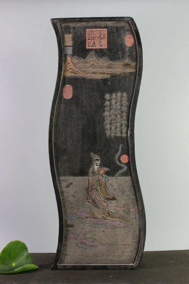 Receive Hui Ink Roselle map big pine smoke ink ingot ink block ink bar ink Ancient ink Old ink collection Send people four treasures of Wen Fang