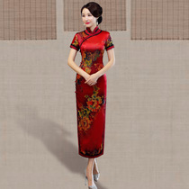 Cheongsam 2021 new young womens short sleeve catwalk cheongsam improved dress summer long retro temperament