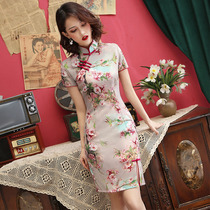 Short cheongsam 2021 new young Chinese style girl fashion retro short sleeve modified dress summer