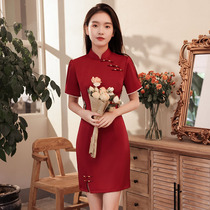 Short cheongsam 2021 new young girl temperament sweet short sleeve modified version dress summer