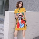 Ципао, короткое летнее платье, юбка, светлый стиль, китайский стиль, коллекция 2022, по фигуре