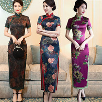 Long cheongsam 2021 new female retro temperament short sleeve wedding banquet mother dress improved dress summer