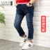 Quần jeans bé trai 2019 quần áo mùa thu đông mới cho trẻ em Phong cách phương Tây trẻ em Hàn Quốc cộng với quần thể thao nhung - Quần jean