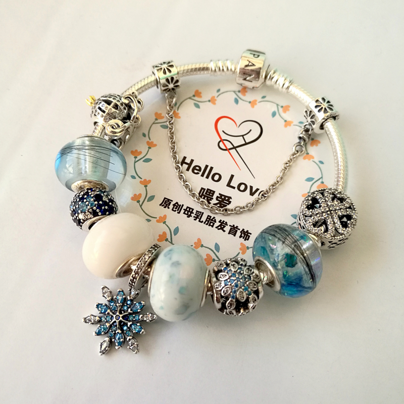 Sterling bạc Pandora sữa mẹ vòng tay tóc chất liệu gói quà lưu niệm bé lỗ lớn mẹ hạt hạt thai - Quà lưu niệm cho bé / Sản phẩm cá nhân shop quà tặng cho bé