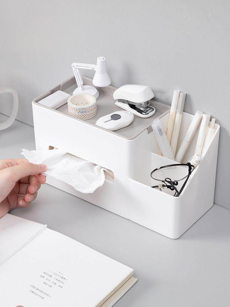 Multifunctional tissue box drawer box living room coffee table student pen holder pen holder storage box dormitory table stationery storage