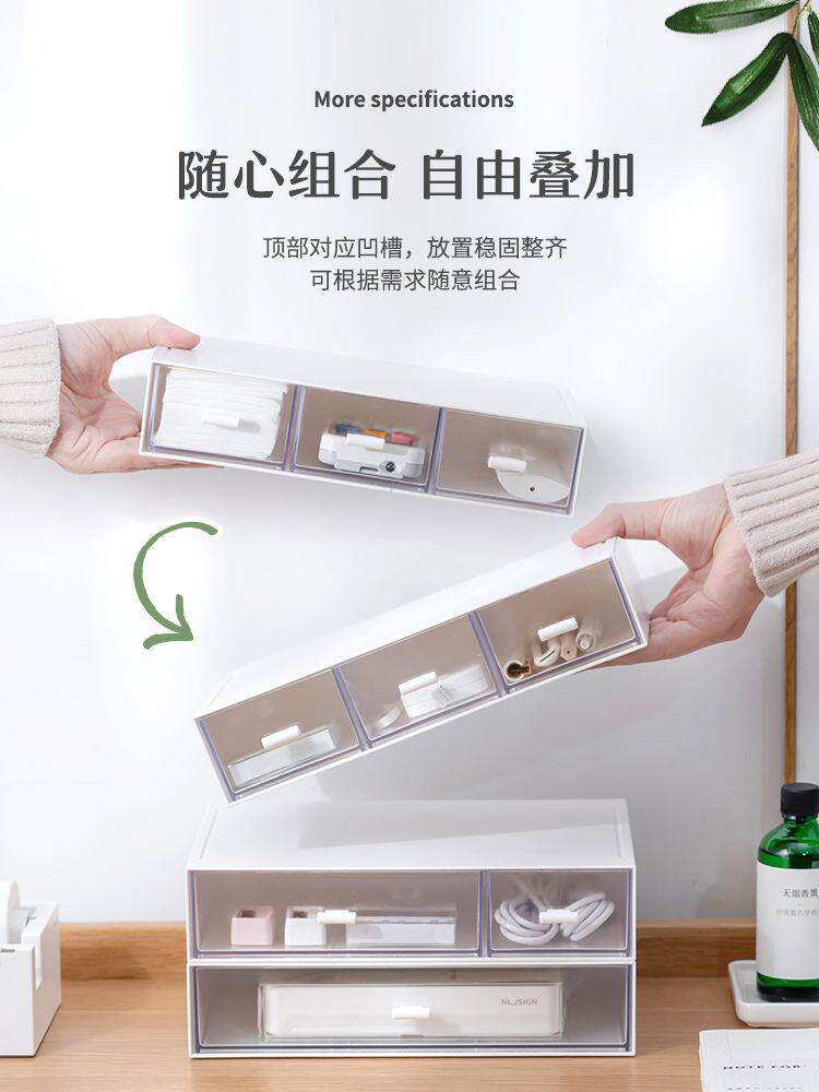 Desktop storage box student stationery office miscellaneous items drawer type sorting box cosmetics plastic storage net red box