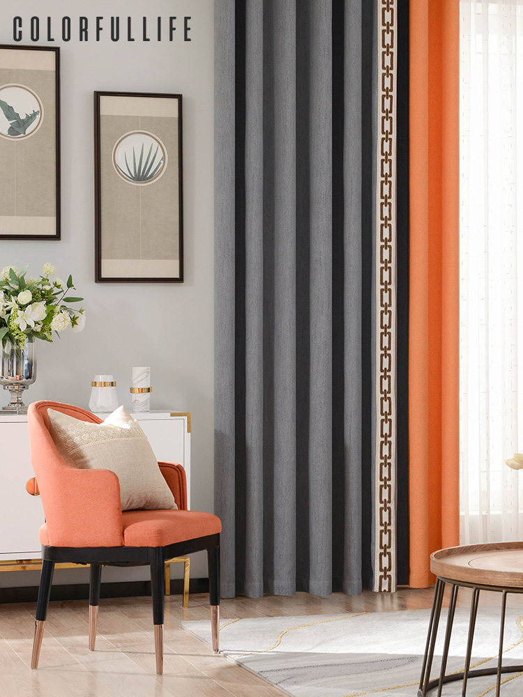 Curtains All shading Nordic modern minimalist net red ins sunscreen Living room New shading cloth finished upscale atmosphere