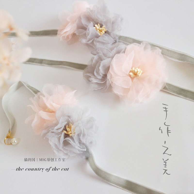 MOG Luoyang Flower Cat Dog Super Beautiful Lace Neck Bow Tie Pet Jewelry Adjustable Cute Photo Original