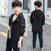 Childrens clothing boys spring and autumn jacket 2021 new large childrens 8 autumn and winter models 6 boys plus cotton medium-long windbreaker