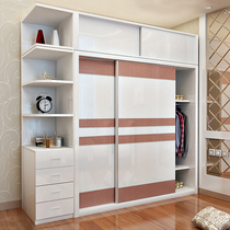 Modern and simple 2-door sliding door wardrobe Panel solid wood wardrobe simple combination of overall sliding door wardrobe furniture