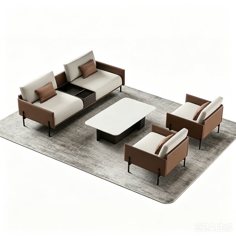 Sales Office Negotiation Sofa, Light Luxury Rest Area, Hotel Lobby Reception Office Sofa and Coffee Table Set