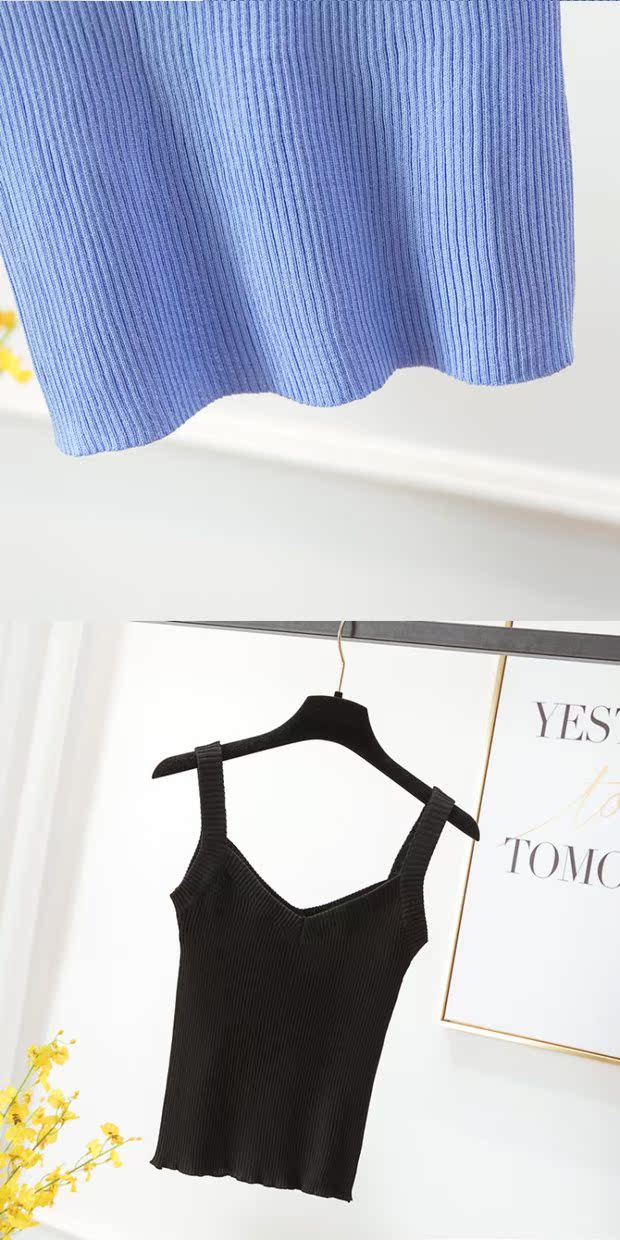 Mùa xuân và hè 2018 phiên bản Hàn Quốc mới của áo vest yếm cổ chữ V giảm béo thon gọn cho nữ sinh viên áo dệt kim ngắn chạm đáy áo phao nữ