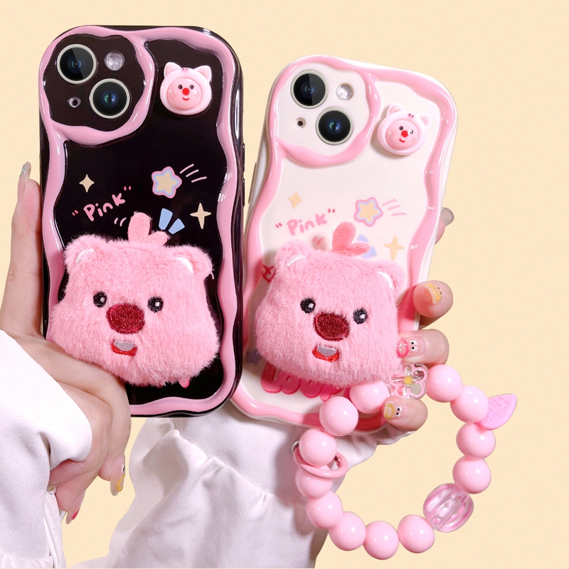 Suitable for Apple 15 Phone Case iPhone 14 Pro Max New Women's Model 11 Anti-Drop 13/12Mini Plush Xs/Xr Cute Ruby Doll Chain 7Plus Cream Pattern 8/Se2 Protective Case 6S