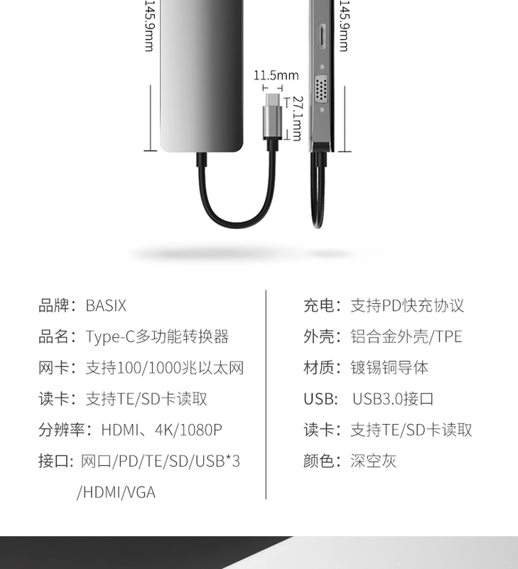 docking station ㊙️Type-C để mở rộng adapter bến tàu của Apple MacBookPro Huawei HDMI Chuyển đổi - USB Aaccessories