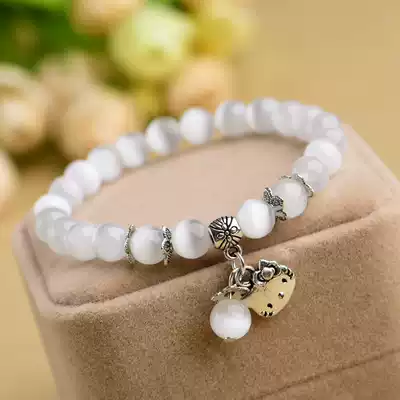 Crystal file small fresh white cat's eye bracelet new crystal bracelet female Japanese and Korean accessories fashion all-match jewelry