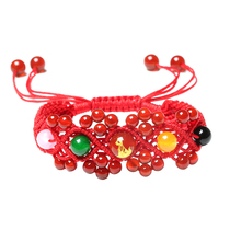 Crystal stalls hand-woven ox twelve Zodiac red rope red agate bracelet mens and womens ethnic style bracelet accessories