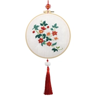 Вышивка висящая живопись-лингсиао (материаловая сумка) 20*20 см. Имитация бамбуковой вышивки+хризантемум узел+уши лотоса