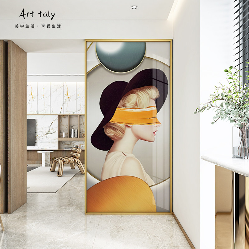 Light luxury glass screen partition modern simple living room bedroom balcony decorated to block entry to the gate partition Nordic