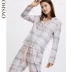 Oysho giảm giá mùa thu và mùa đông Flannel ánh sáng màu xám áo sơ mi nữ đồ ngủ mùa thu đông thoải mái 31084624959