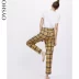 Oysho mùa thu đông giảm giá Flannel mid-eo sọc quần nhà quần quần cotton nữ 30334623325 quần kaki nữ Quần tây