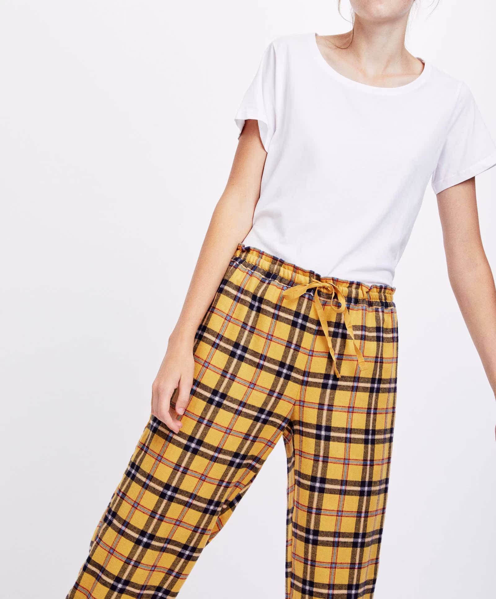 Oysho mùa thu đông giảm giá Flannel mid-eo sọc quần nhà quần quần cotton nữ 30334623325 quần short nữ lưng cao