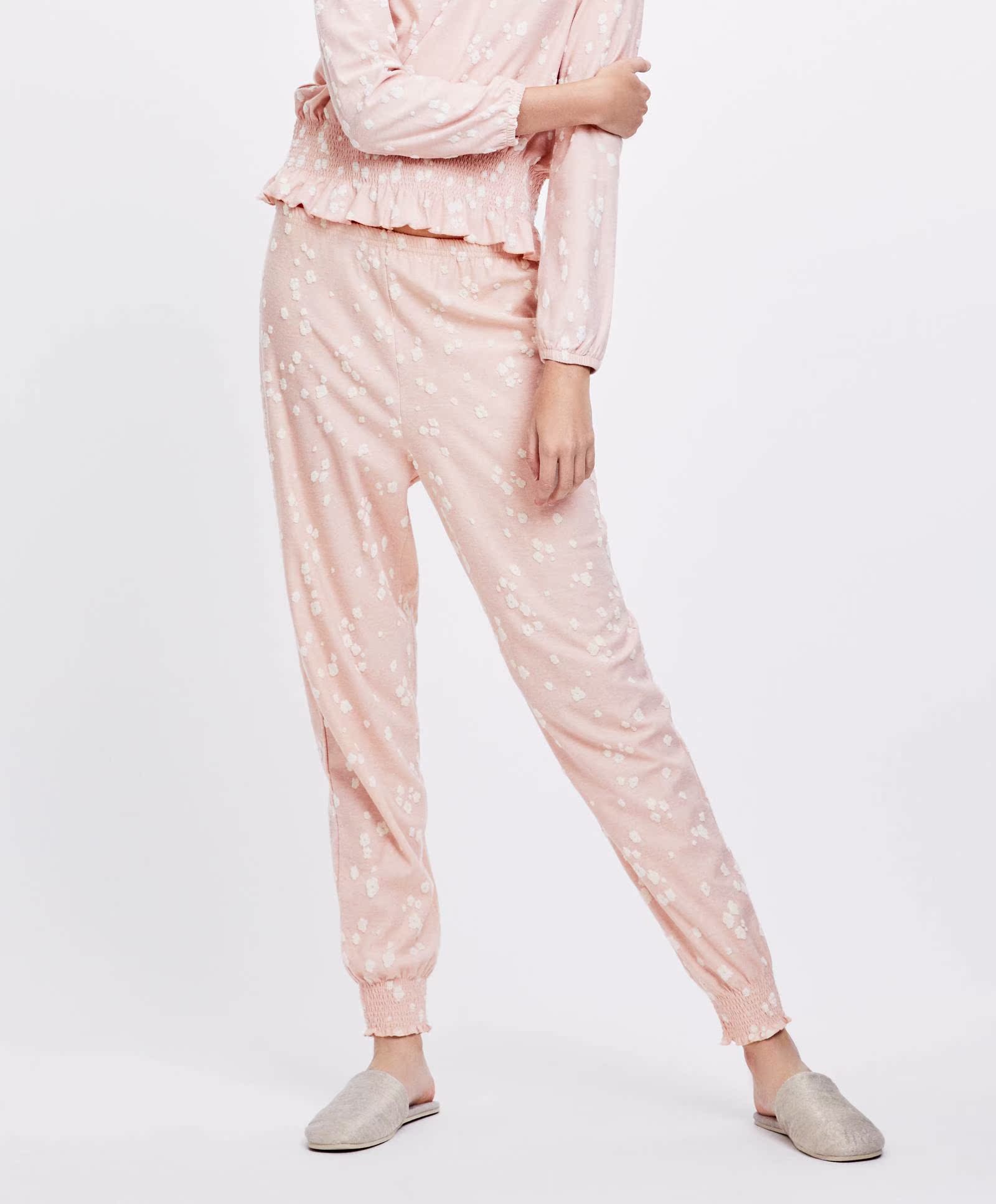 Oysho giảm giá mùa thu và mùa đông Quần Jacquard màu hồng nhạt quần sịp