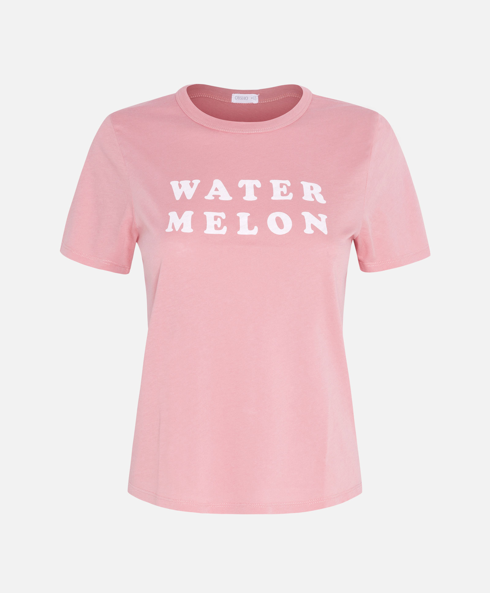Oysho khẩu hiệu in hồng vòng cổ dịch vụ nhà đồ ngủ nữ mùa hè ngắn tay T-Shirt 30214579976 đồ bộ thể thao nam