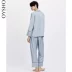 Oysho màu xanh ống nhà quần pyjama quần eo nữ mùa thu và mùa đông 30320632499 quần nữ Quần tây