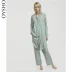 Oysho nước xanh sọc giản dị dịch vụ nhà dài tay nhà đồ ngủ nữ mùa hè nightdress 31094867545 Đêm đầm