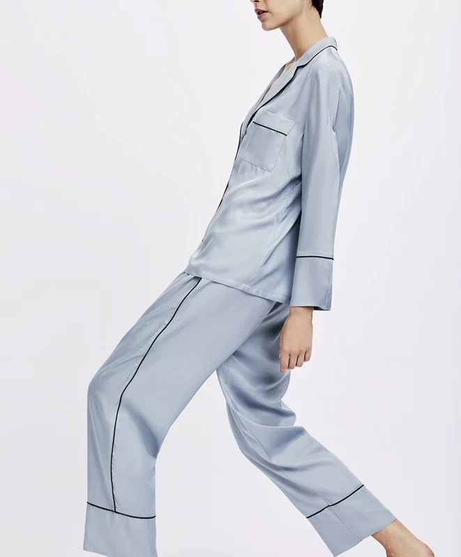 Oysho màu xanh ống nhà quần pyjama quần eo nữ mùa thu và mùa đông 30320632499 quần nữ