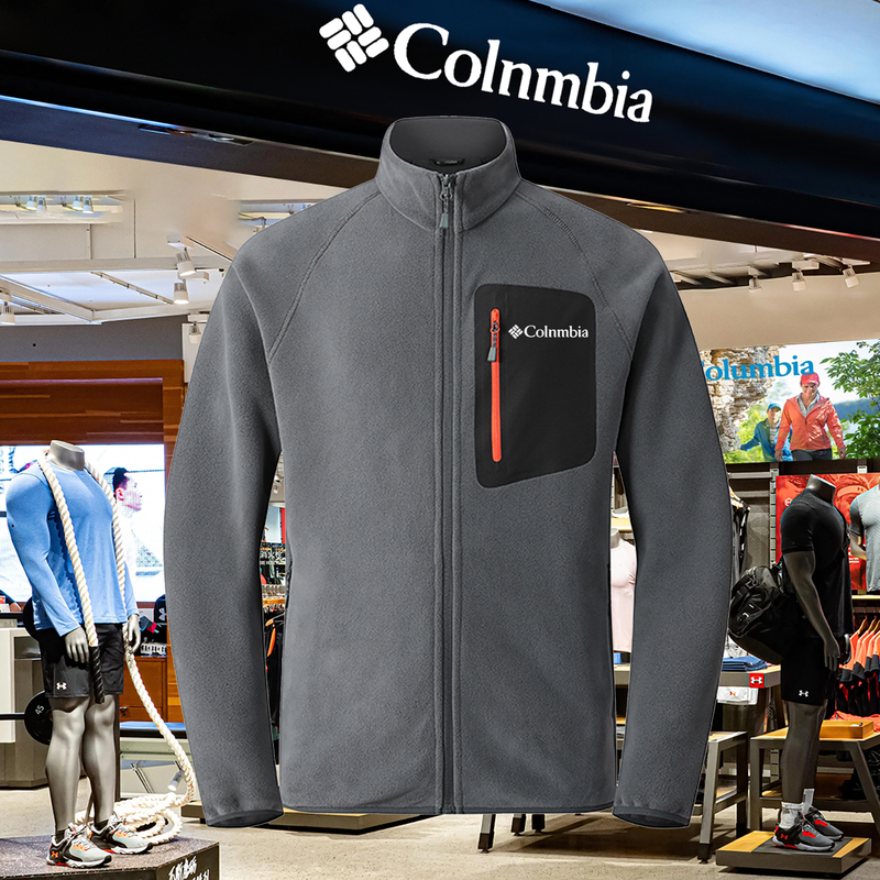Men's Autumn and Winter Outdoor Fleece Jacket with Stand Collar, Warm and Breathable, Zippered, Suitable for Sports, Leisure, and Mountaineering