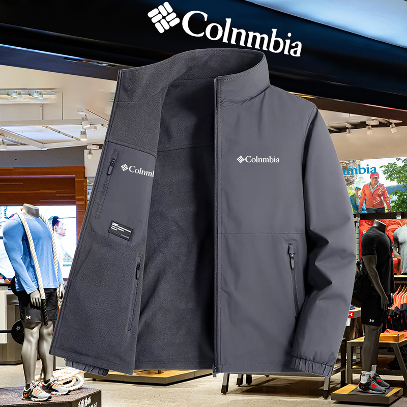 Colin's Reversible Stand-Up Collar Jacket for Men in Autumn and Winter, Outdoor Windproof and Waterproof Sports and Leisure Fleece-Lined Warm Jacket
