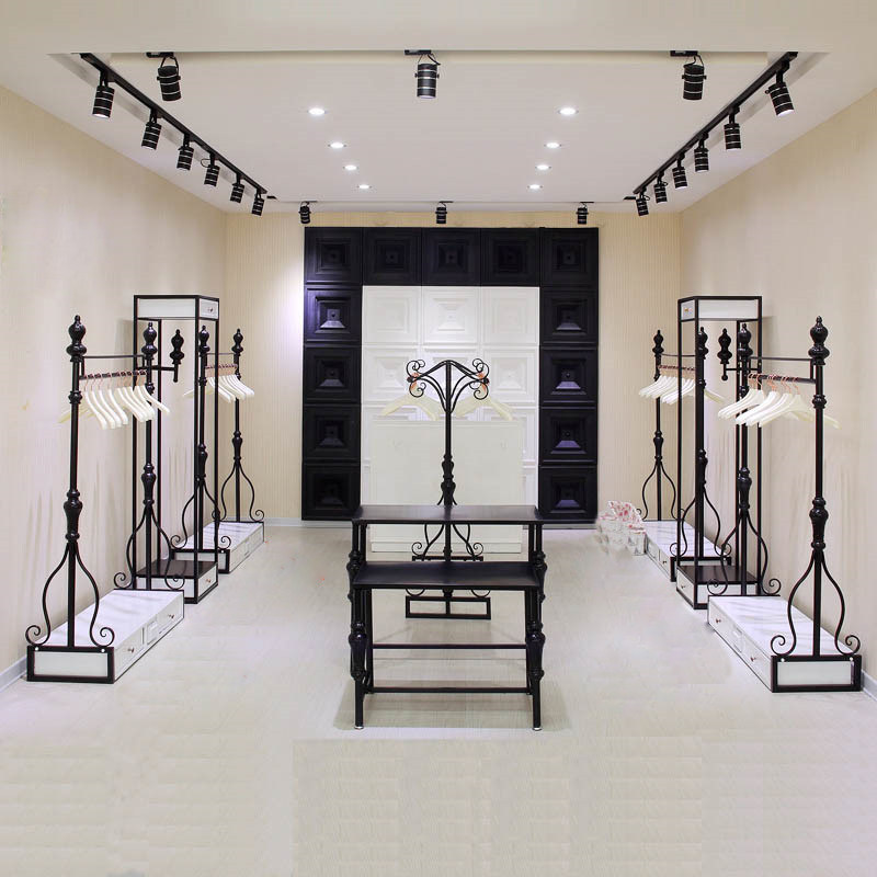 Iron Art Eurostyle Clothing Store Show Rack Women's Clothing Clothes Hanger Double Row Middle Island Shelf Water Table Landing Style Shelving