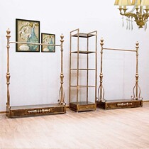 European style vintage clothing store display rack iron floor-standing clothing store womens gold hanger display rack hanger