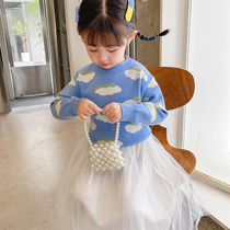 Childrens sweater pullover spring and autumn 2021 foreign style new girls baby knitwear autumn childrens autumn coat