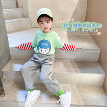 Girls autumn T-shirt sweatpants 2021 New Tide set baby base shirt children Net red leisure Spring Autumn