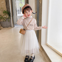 Girls sweater set autumn 2021 New Tide autumn childrens knitwear two-piece children Korean sweater skirt