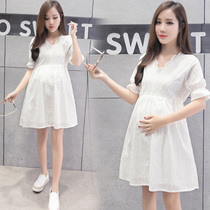 Pregnant women dress autumn suit small tide mother Foreign Air Age summer clothing 2021 net red out fashion fairy