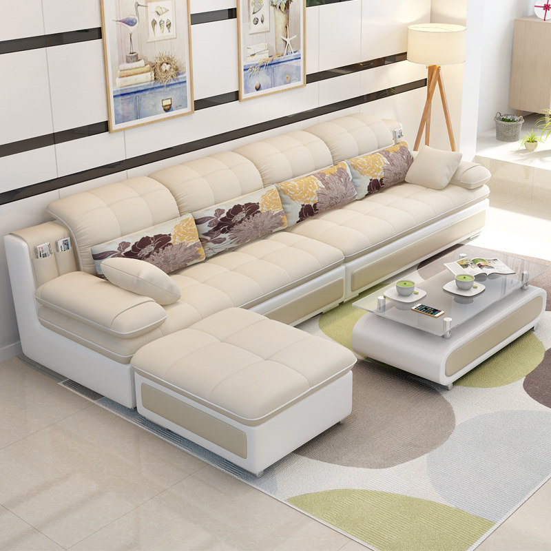 Small Household Type Fabric Sofa Corner Rental House Nordic Suit Brief Modern Living Room Full Assembly