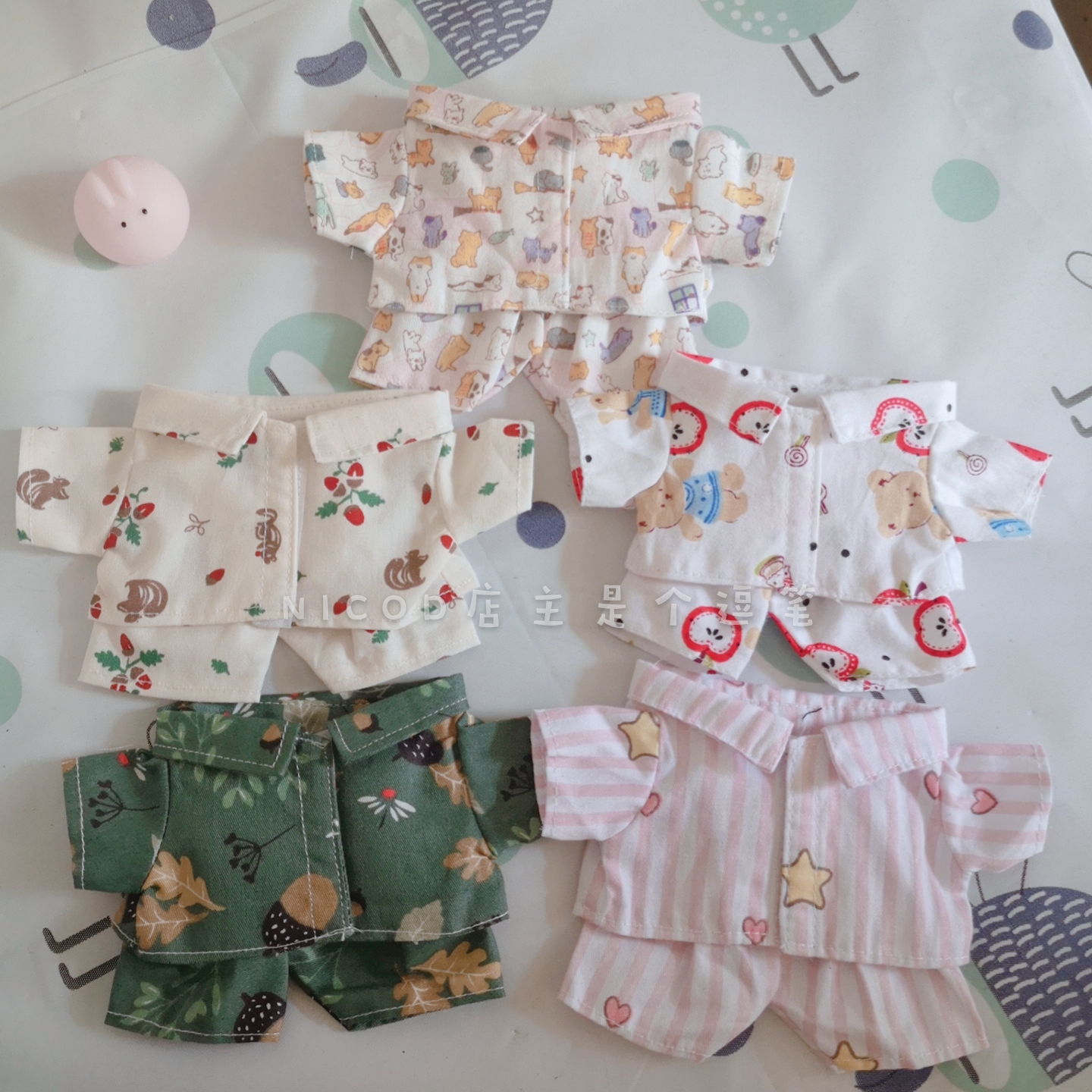 (Baby) 15cm20cm doll baby clothes Shirt pants Cartoon print suit pajamas cute pajamas clothes