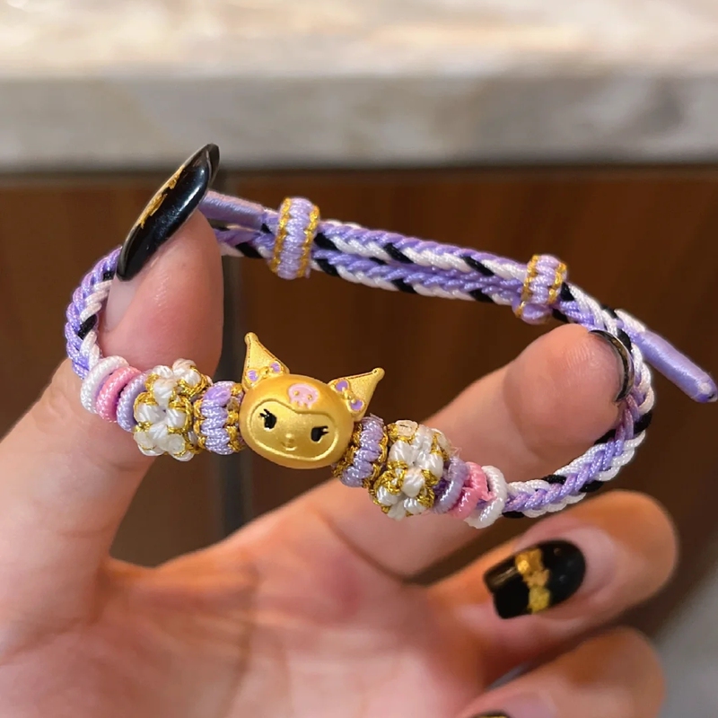 Kuromi Cartoon Bracelet Original Design Sanrio Transfer Bead Woven Bracelet Gift for Female Friends, Couples, and Children