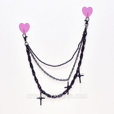 taobao agent Lolita punk Corbat Black Cross Black Cross Black Black Black Board Boom Girl JK with sub -cultural decorative hanging pants chain chain cool