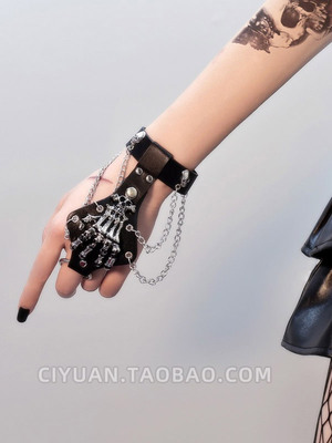 taobao agent Retro gloves, chain, wristband, accessory, Lolita style, punk style