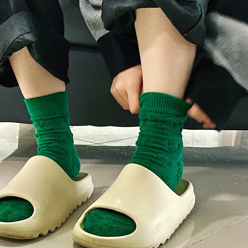 Taikonaut Autumn and Winter Cactus Heart Flower Terry Thick Warm Mid-Calf Socks for Men and Women Couples ins Trendy Socks