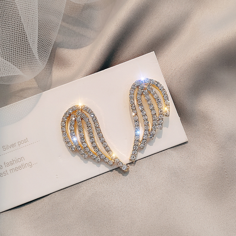 s925 silver needle wing earrings high-end female temperament light familiar earrings small and exquisite earrings super fairy ear needle earrings