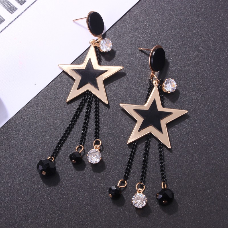 Earrings Woman Temperament Korean Personality 100 Ride Long Version Pendant Tide Man Brief Creative Ear Needle Mesh Red Ear Pendant