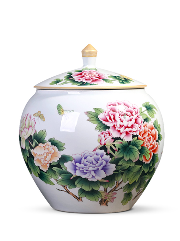 Jingdezhen ceramic seal pot pu 'er tea cake large receives the eighth cake gift porcelain tea pot